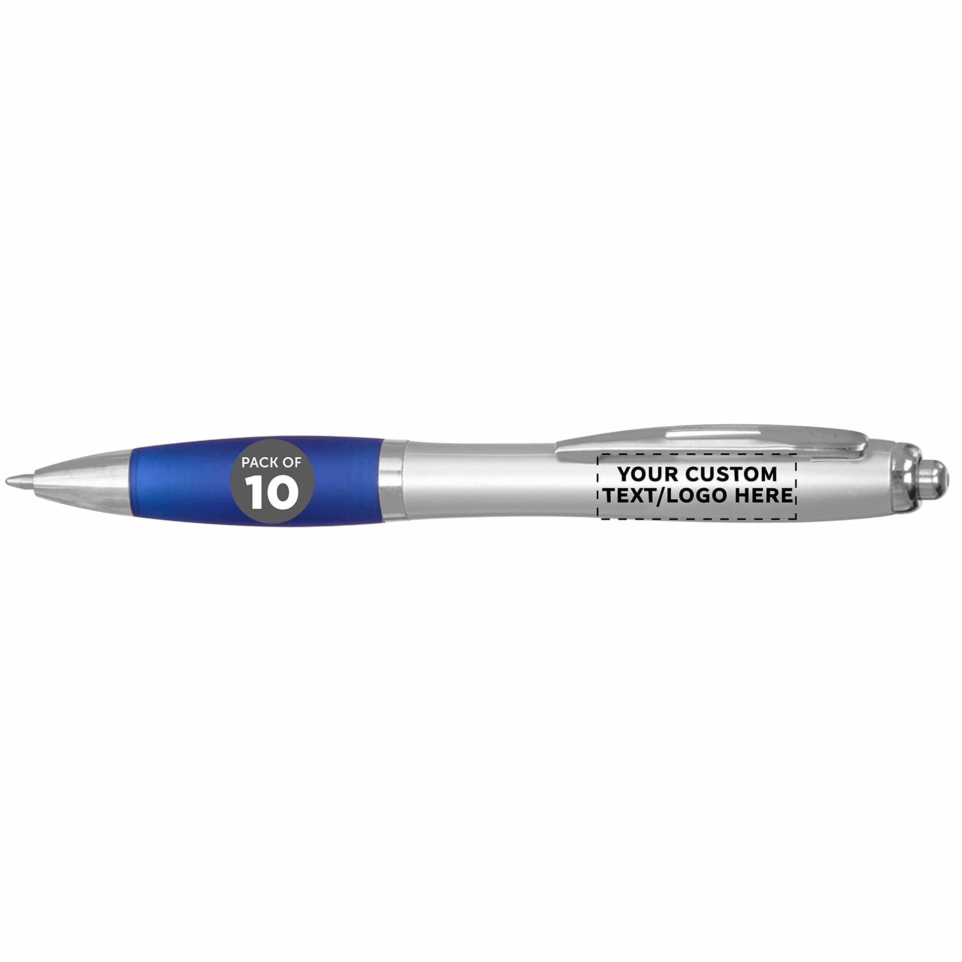 Personalized Ballpoint Pens with Rubber Grip and Click Button, Pack of 10 by DISCOUNT PROMOS