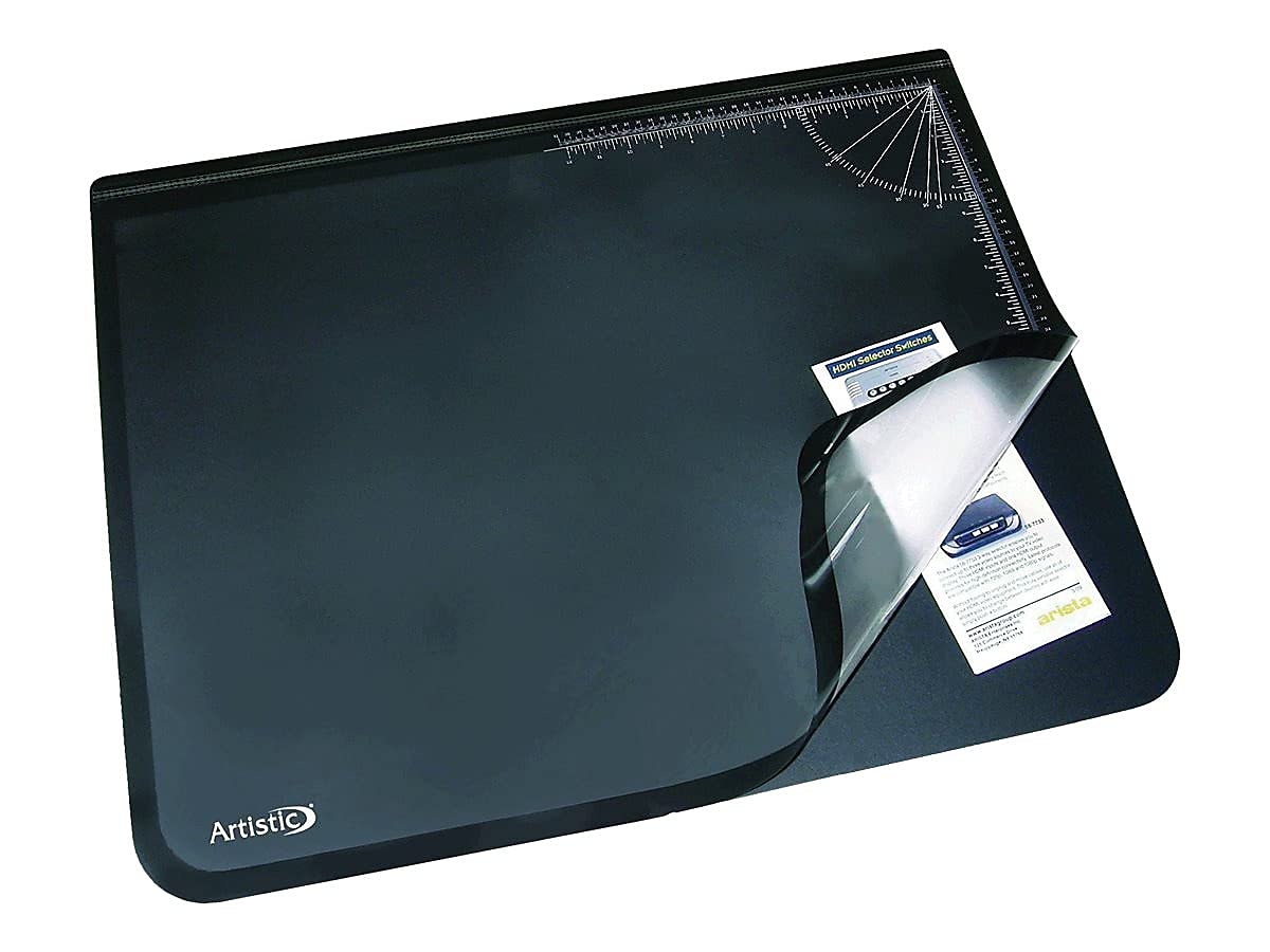Artistic 41200 Office Products 20" x 31" Logo Pad Lift-top Desktop Organizer Desk Mat, Black/Clear