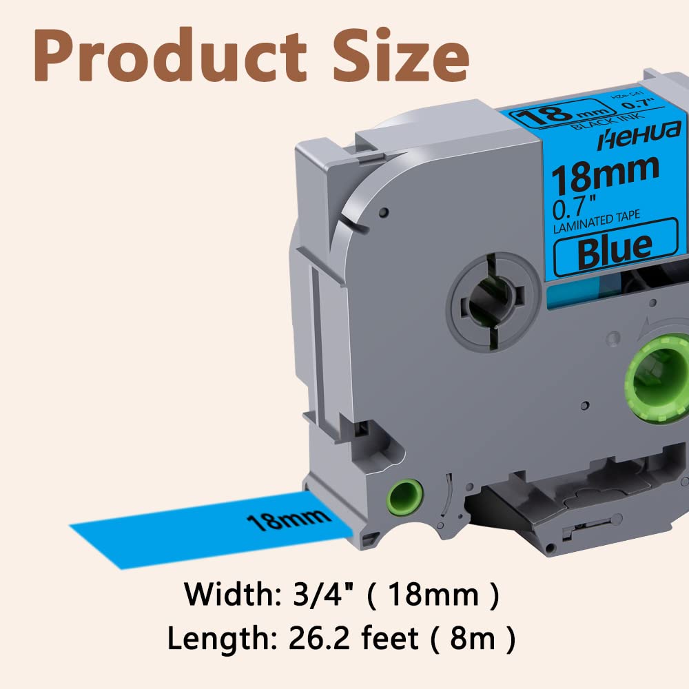 Hehua TZ541 3PK Compatible for Brother 18mm Label Maker Tape Black on Blue