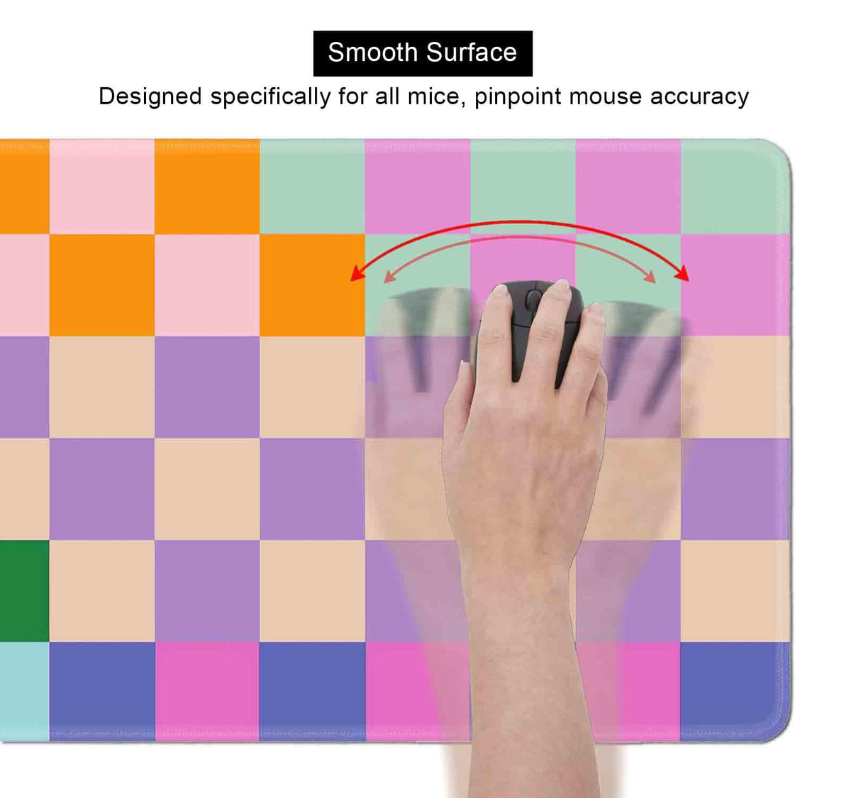 SXCKANG Colorful Checkered Desk Mats, Retro Purple Pink Blue Green Large Desk Pad, Aesthetic