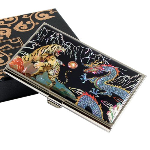 2024 Chinese Lunar New Year Zodiac Dragon Tiger Mother of Pearl Design RFID Blocking Protection