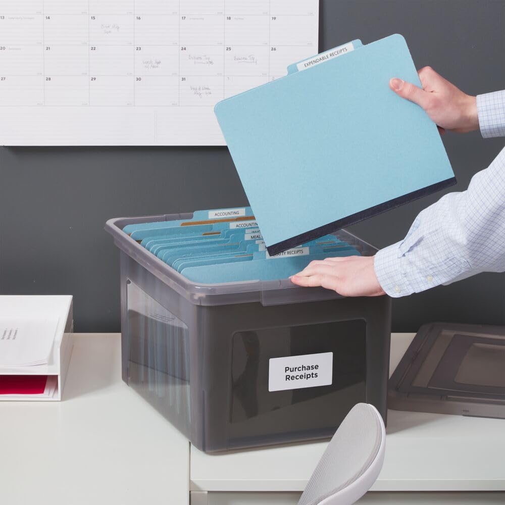 STAPLES Plastic File Box with Snap Lid, Letter/Legal, Frost Gray, 4-Pk