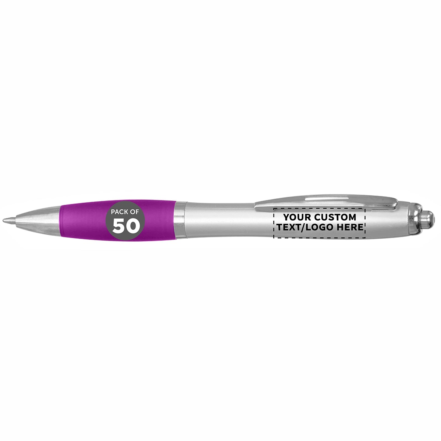 Personalized Ballpoint Pens with Rubber Grip and Click Button, Pack of 50 by DISCOUNT PROMOS