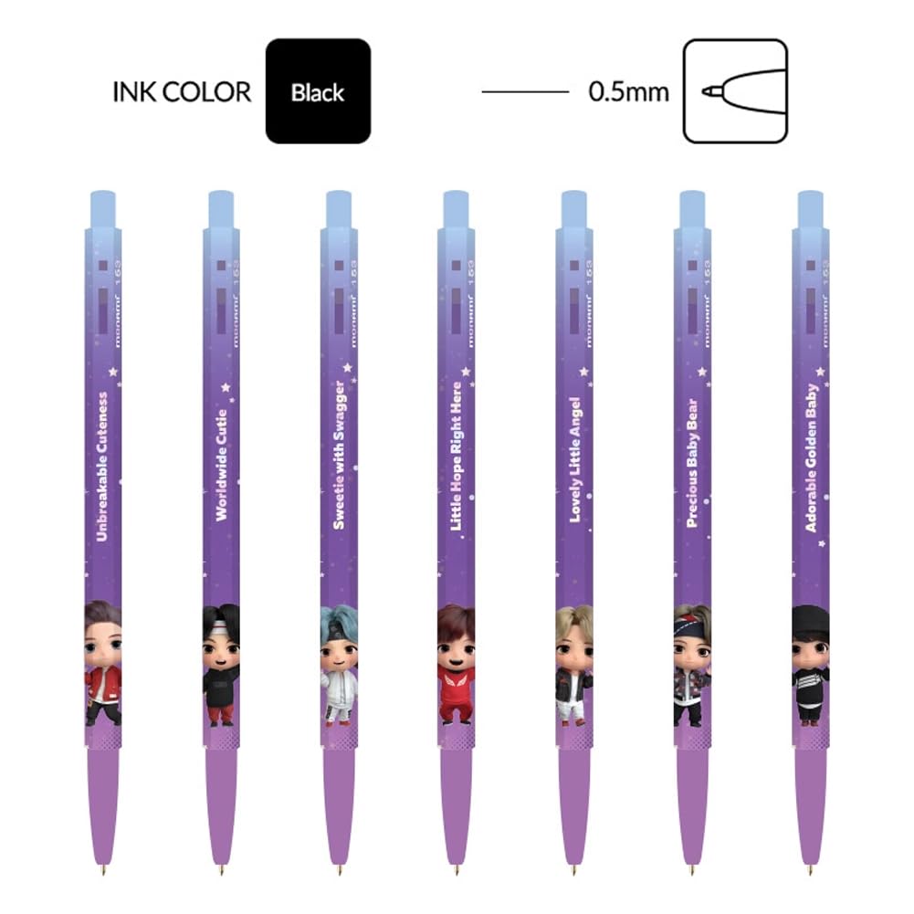 TinyTAN BTS Merchandise Official Licensed Kpop Merch Character Ballpoint Pen Black, 0.5mm, (1 Pack
