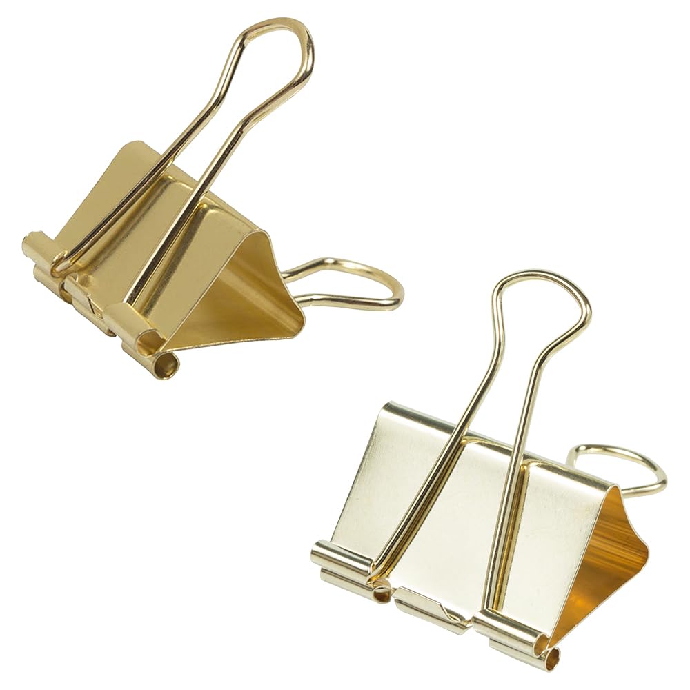 JAM PAPER Colorful Binder Clips Assortment - Medium & Large Size - Gold Binderclips - 27 Clips/Pack