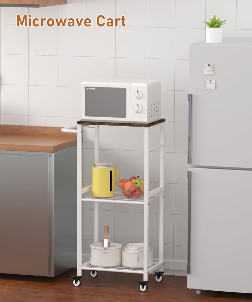 Sungaryard Kitchen Microwave Stand Cart with Storage Rack, White