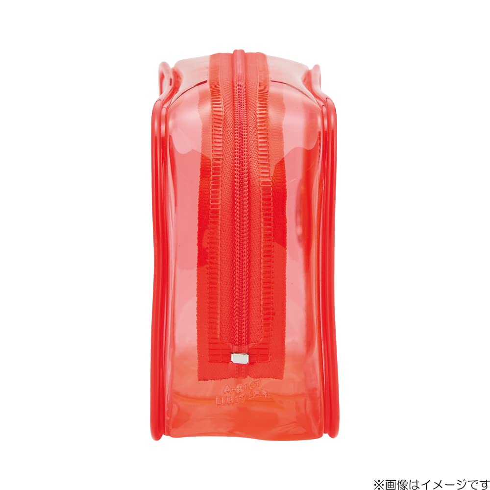 Lihit Lab SOERU A8101-3 Transparent Clear Box Pen Case, Large Capacity, Approx. 40 Pens, Sunny Red