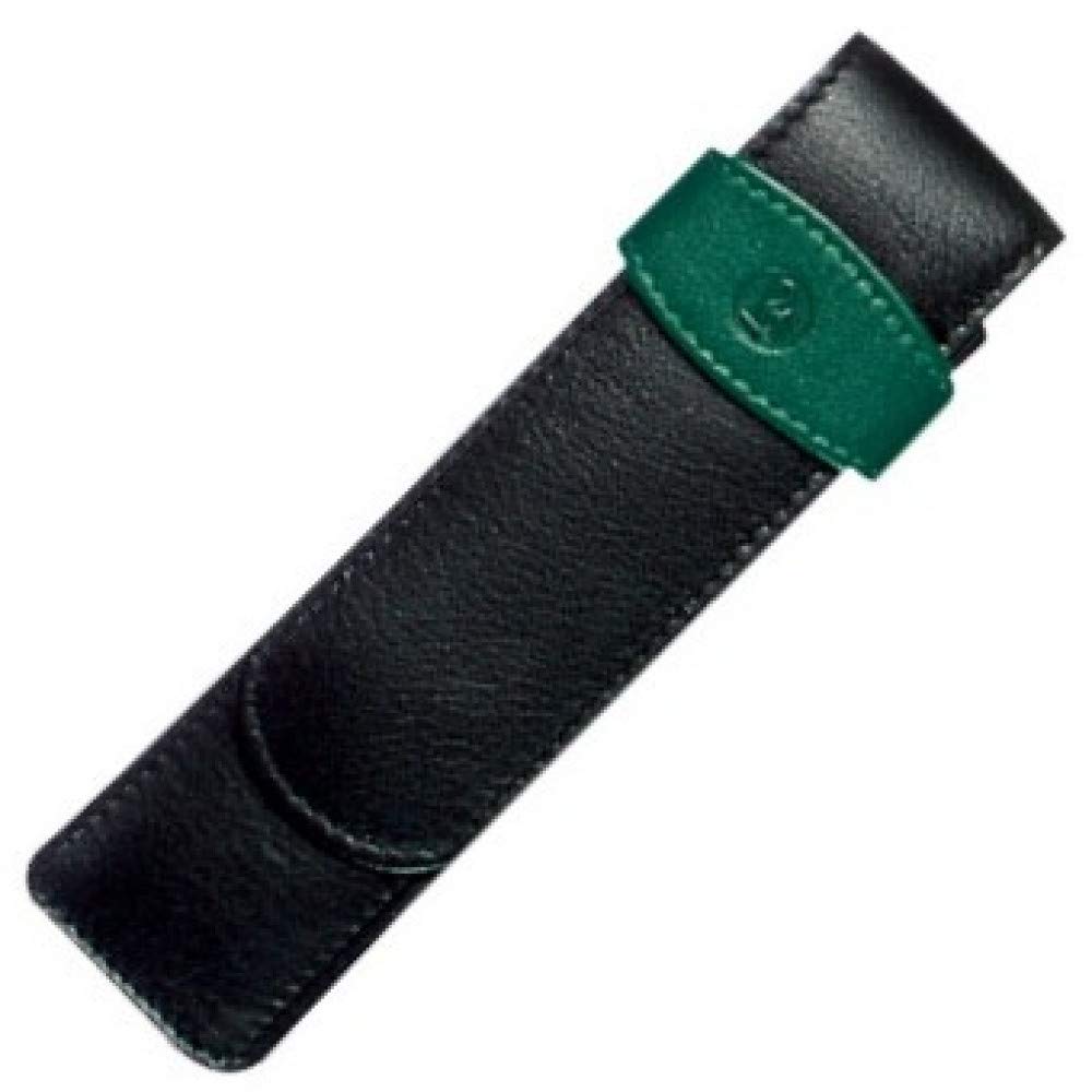 Pelikan 1-Pen Leather Pouch, Black/Green, 1 Each (923524)