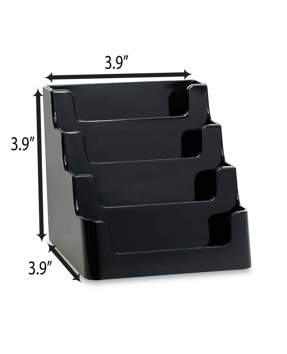 SOURCE ONE 4 Pocket Clear & Black Acrylic Business Card Holder