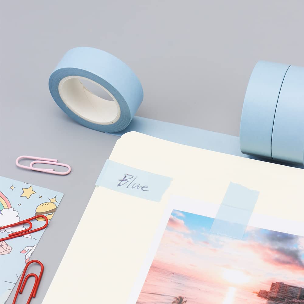 NatSumeBasics 2 Pastel Blue Washi Tapes Solid Powder Blue Masking Tape