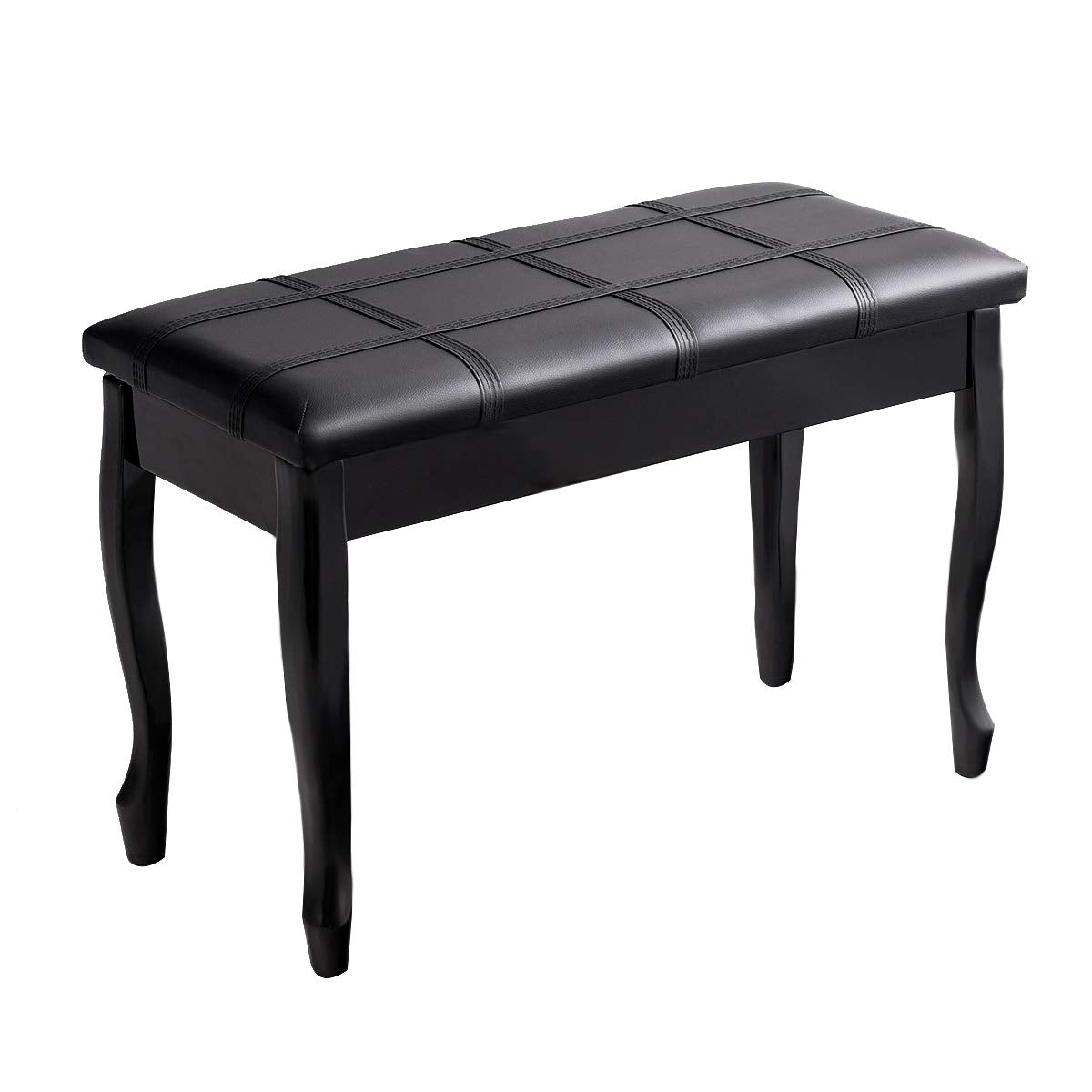 GOFLAME Piano Bench Stool with Padded Cushion and Music Storage, Heavy Duty Piano Duet Seat with PU