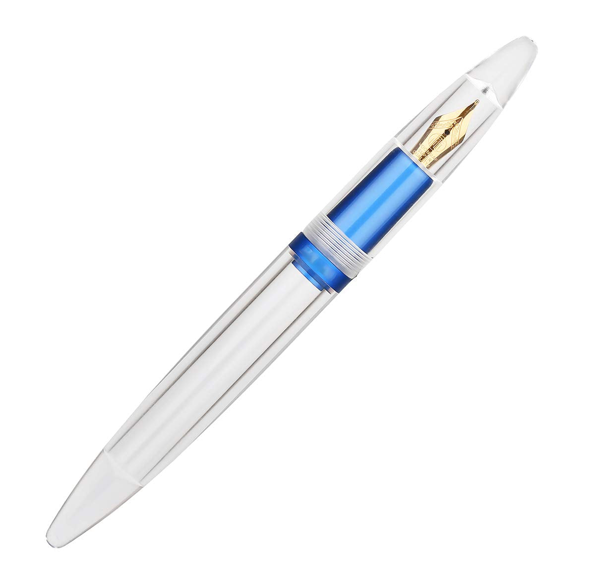 M2 Metallic Blue Fountain Pen (Extra Fine Nib 0.38mm) Transparent Eye Dropper Filling
