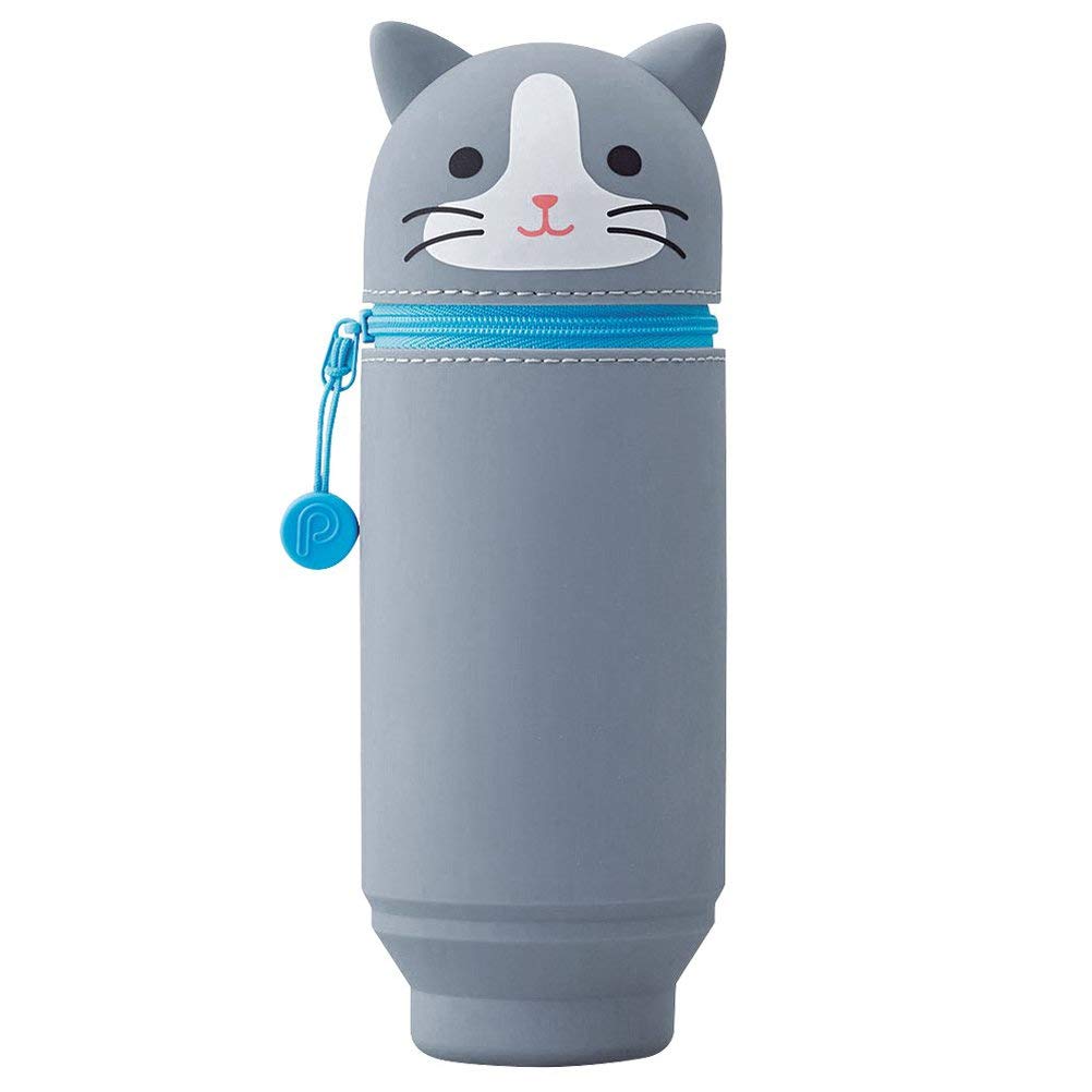 LIHITLAB Kawaii Japanese Cat Large Stand Up Pencil Case For School Office College, Cute School