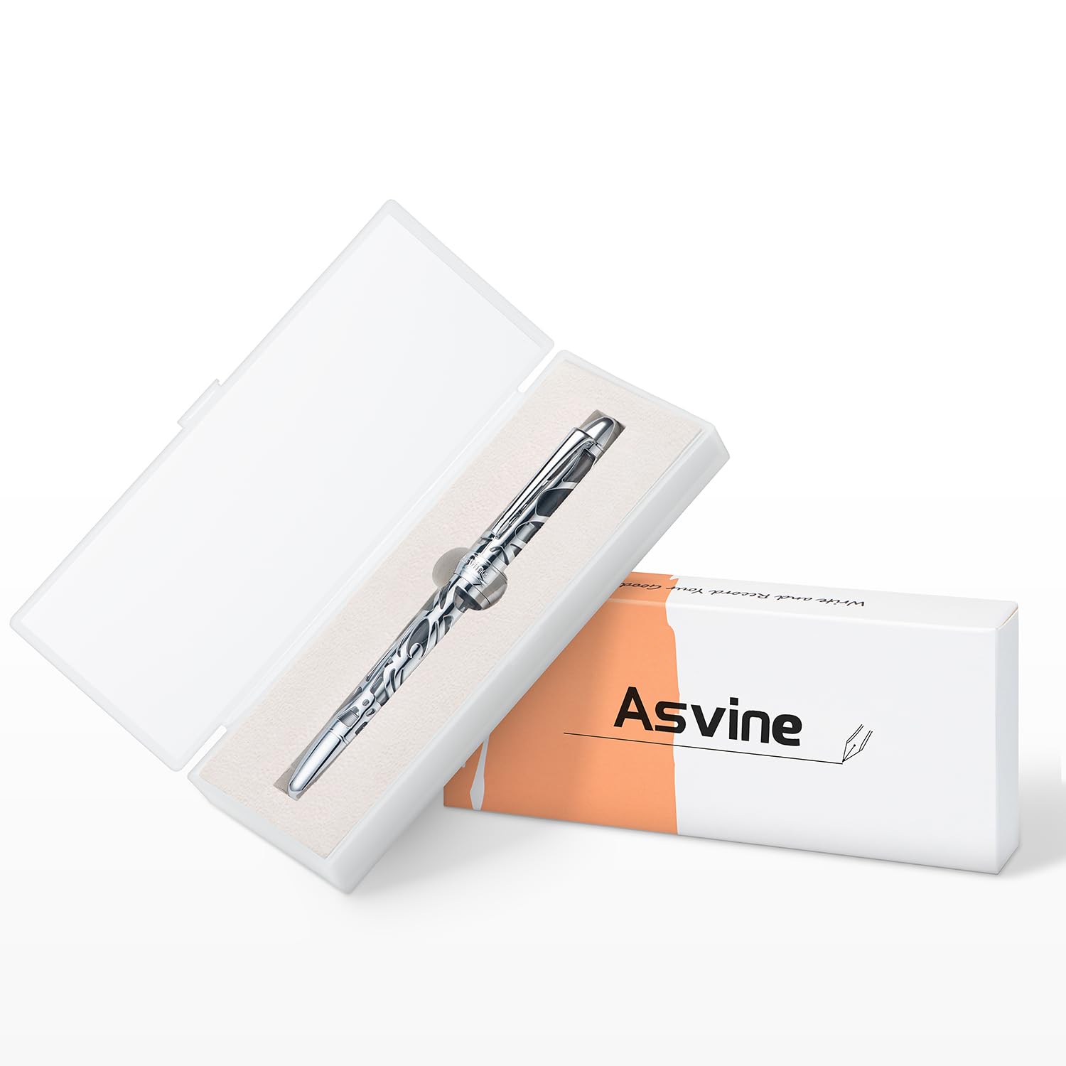 Asvine P80 Piston Filling Fountain Pen Extra Fine Nib, Spider Skeleton Transparent Gray Acrylic Pen