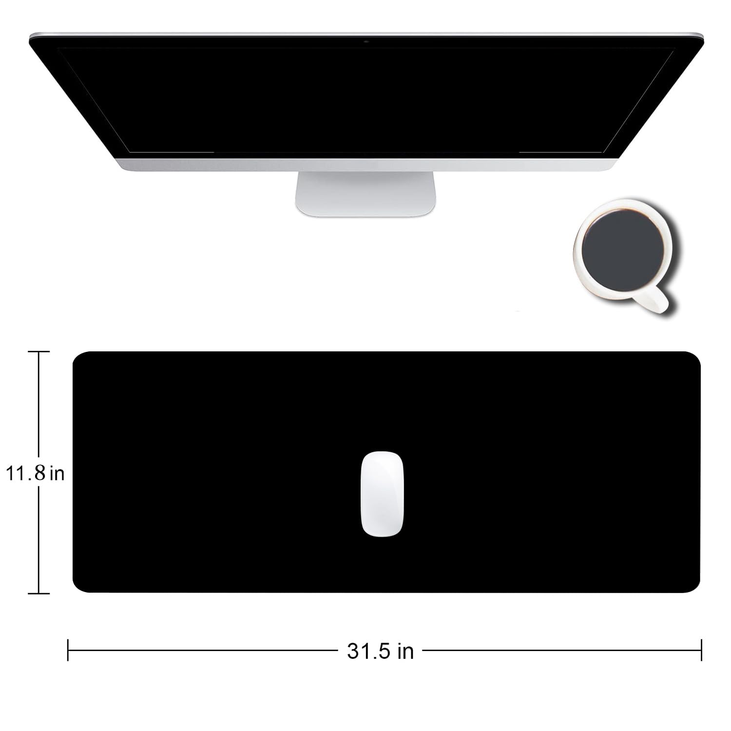 SANWUMIAN Black Large Gaming Mouse Pad with Stitched Edges, Desk Pad Extended Keyboard Mat