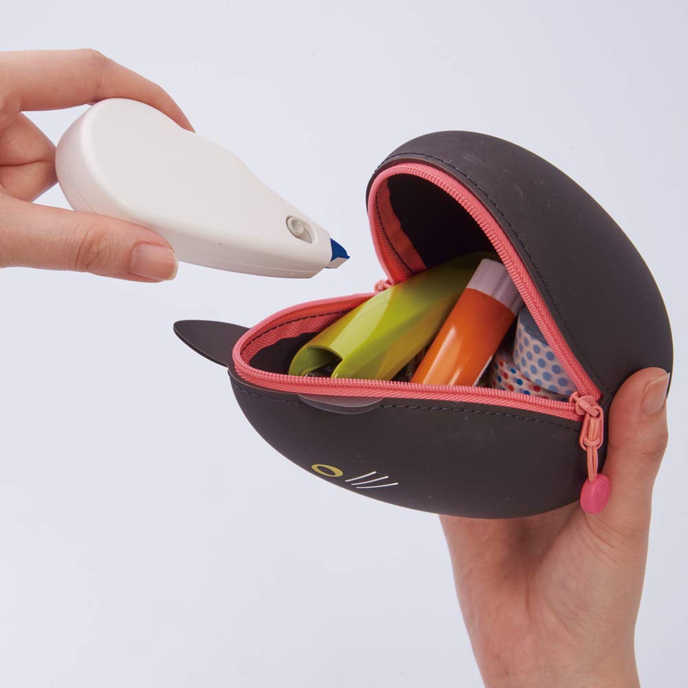 LIHIT LAB PuniLabo Zipper Pouch, Egg-Shaped, 3.8" x 4.7", Penguin (A7783-10)