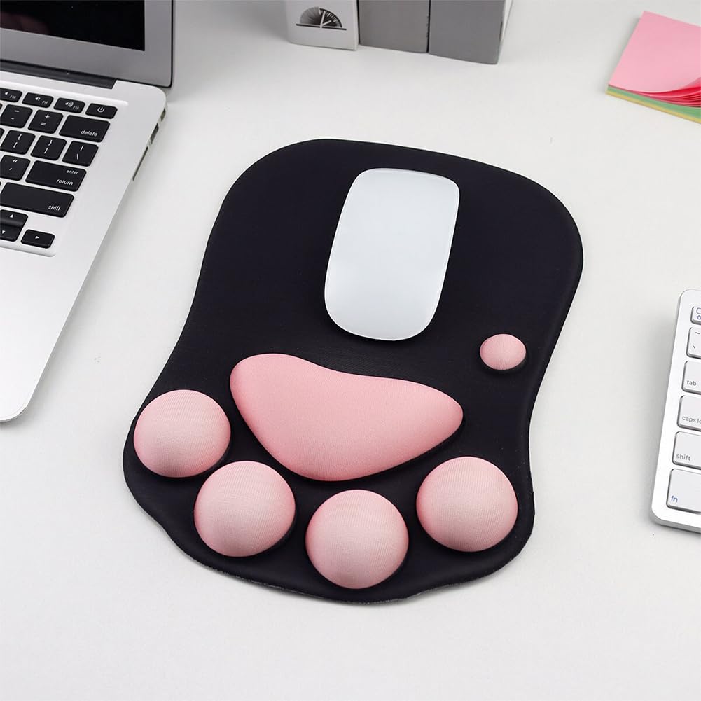 WESAPPINC Cat Paw Mouse Pad with Wrist Support Soft Silicone Wrist Rests Non Slip Ergonomic