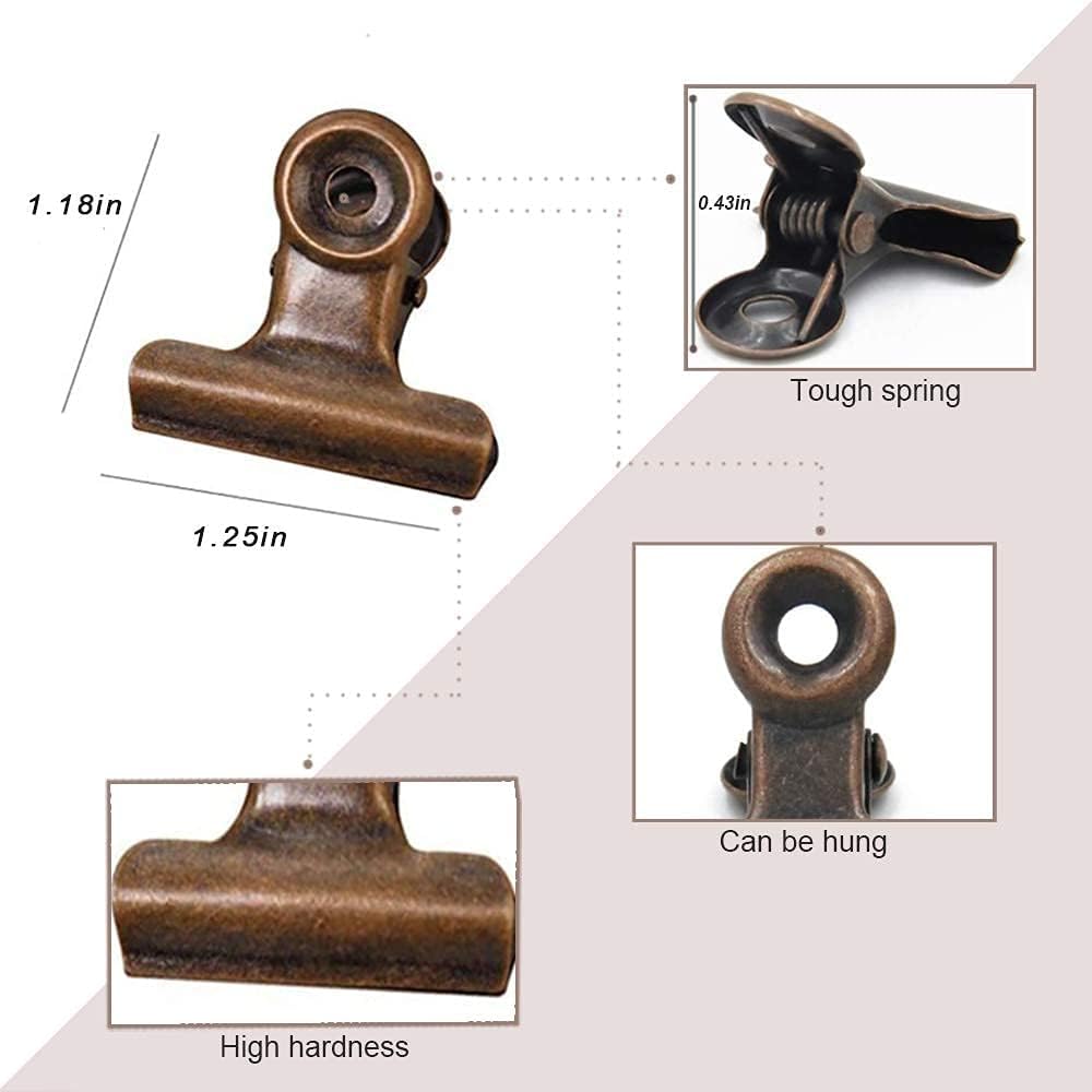 YUCHIYA 10 Pack Bulldog Clips with Push-pins for Corkboard,Metal Clips for Crafts, Metal Binder