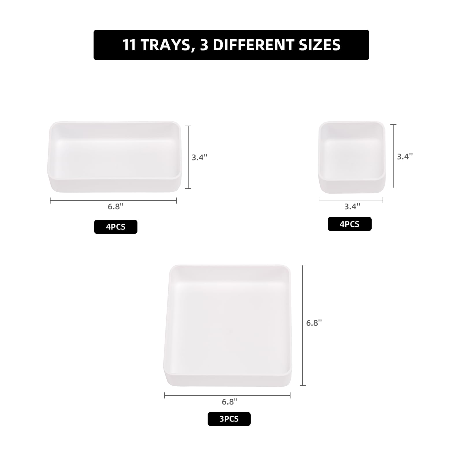 CHANCETSUI 11-Piece Stackable Drawer Organizer Set, Multi-size Desk Drawer Organizer Trays Vanity