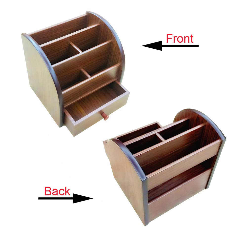N Remote control storage organizer with drawer wood office Stationery organization pen holder Daily