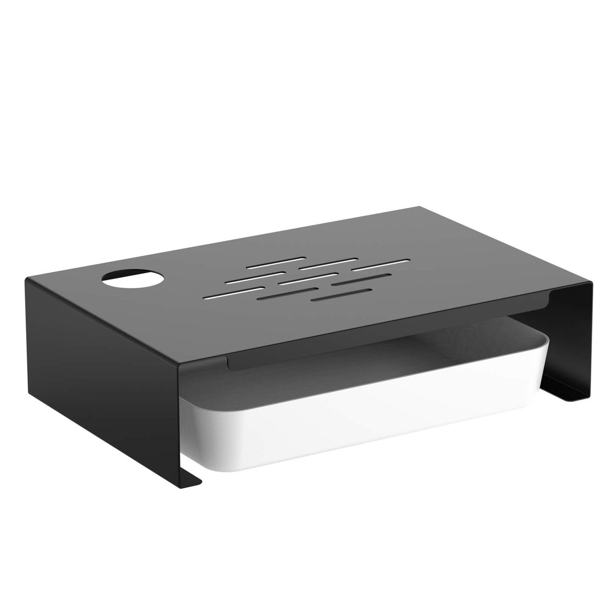 N.N 12 Inch Monitor Stand Riser and Plastic Storage Box,Metal Monitor Desk Stand with Ventilation