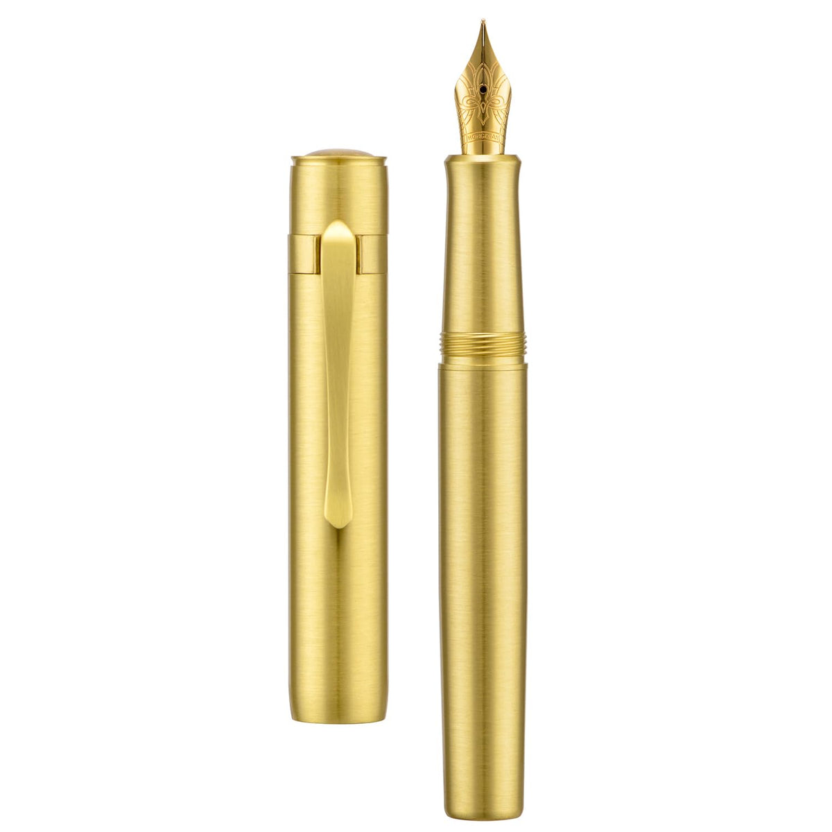 HONG DIAN M2 Black Forest Mini Fountain Pen, Medium Soft Golden Nib & Sleek Shape Brass Short