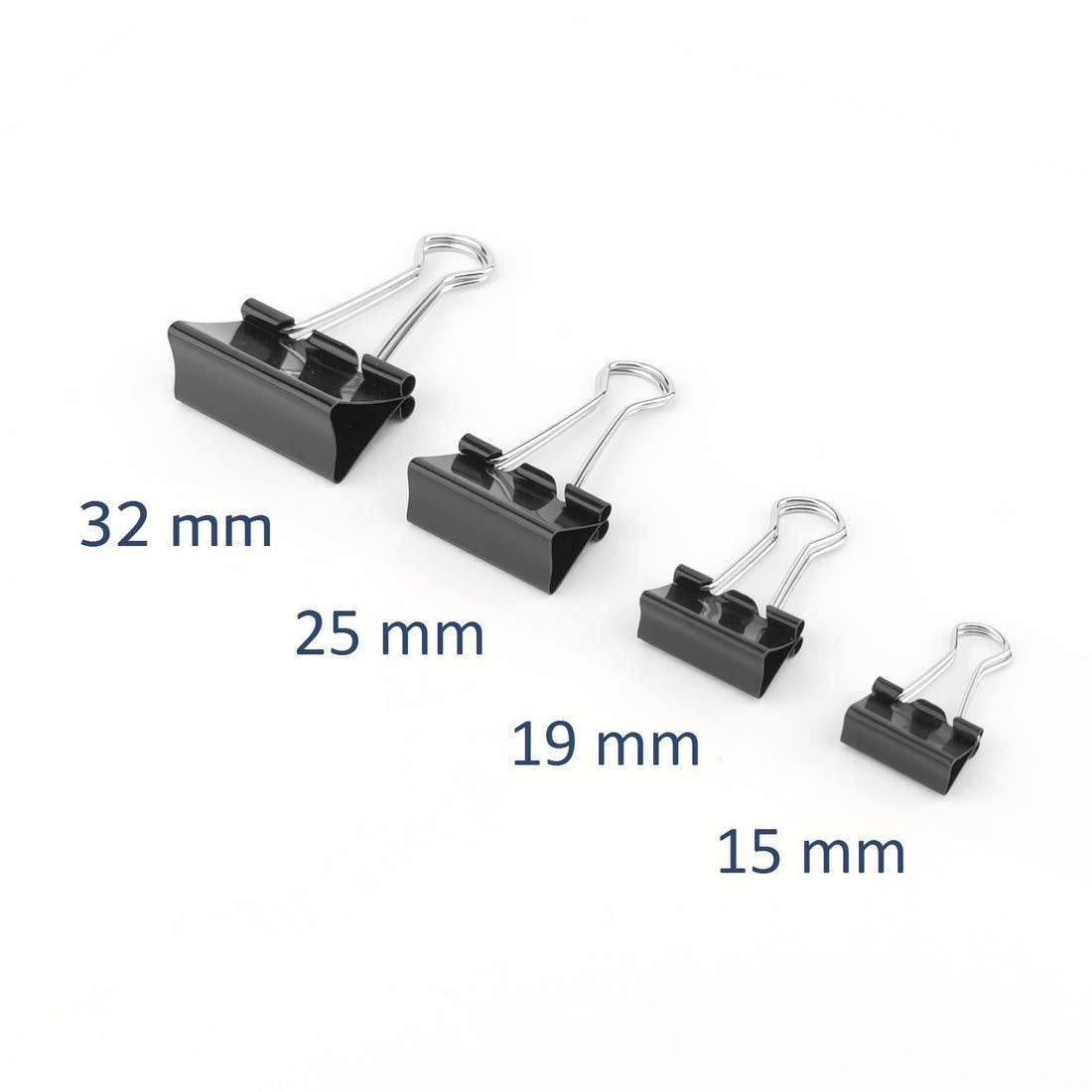 D.RECT Pack of 12 Document Clips | 32mm | Box of Multi-Function Paper Clips | Binder Clips | Metal