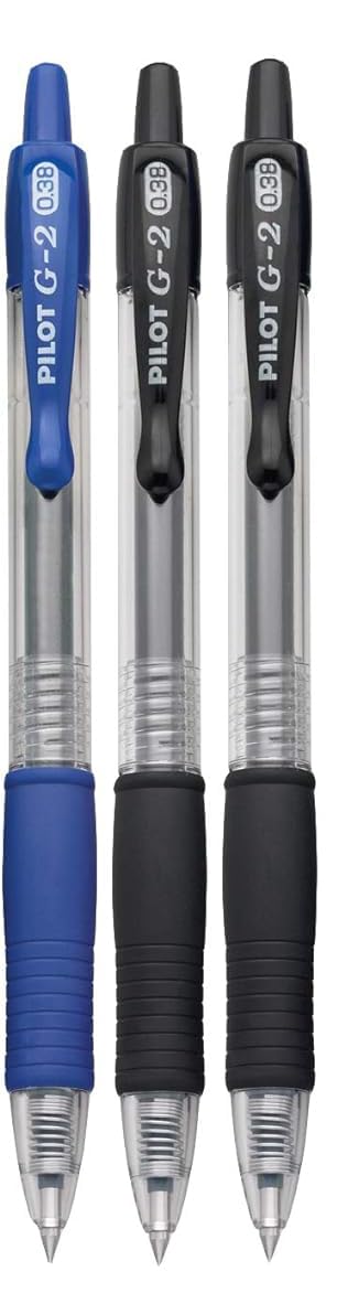 Advantage Gifts G2 Retractable Premium Gel Ink Roller Ball Pens Ultra Fine Point (.38mm) Black/Blue