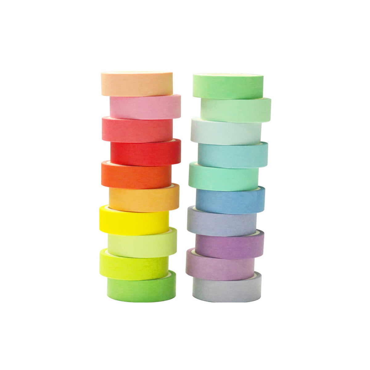 Baijixin Washi Tape Set 20 Rolls - 15 mm Rainbow Colors Decorative Tape