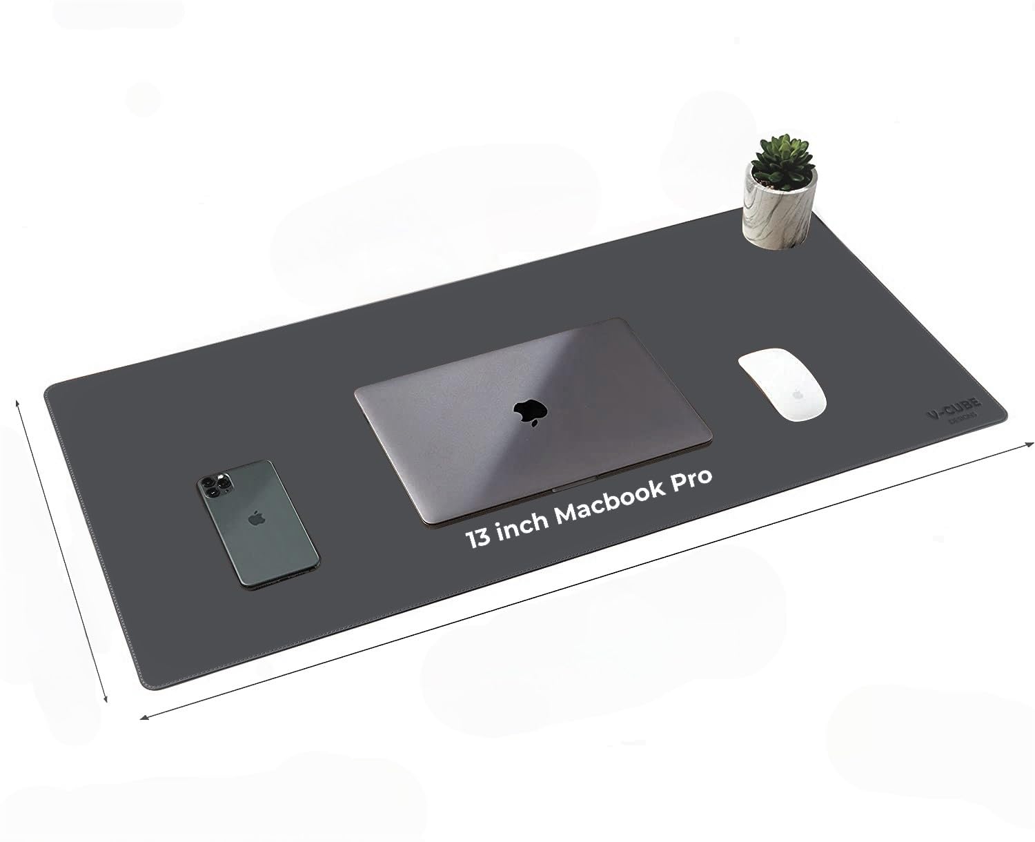 V-CUBE Designs Desk Mat|90X45cm|2.4mm Thick(Padded)|Premium Vegan Leather Laptop Mat/Extended Mouse