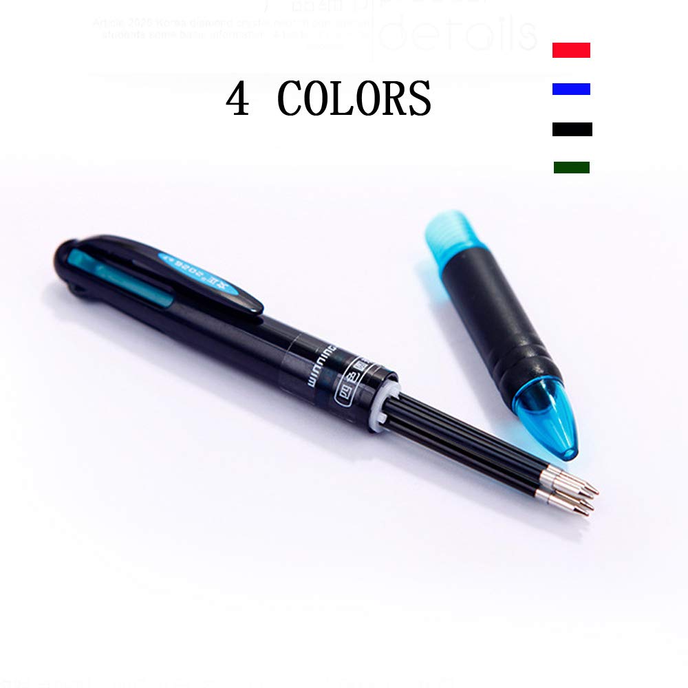 AEKAN 12 Pack Multicolor Pen Retractable 0.7mm 4 Color Ink(Black, Blue, Red, Green) in One