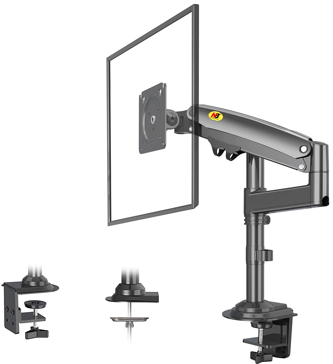 NB H100 Heavy Duty Desk Mount Arm with Gas Spring for LCD Screens 22-35 Inches
