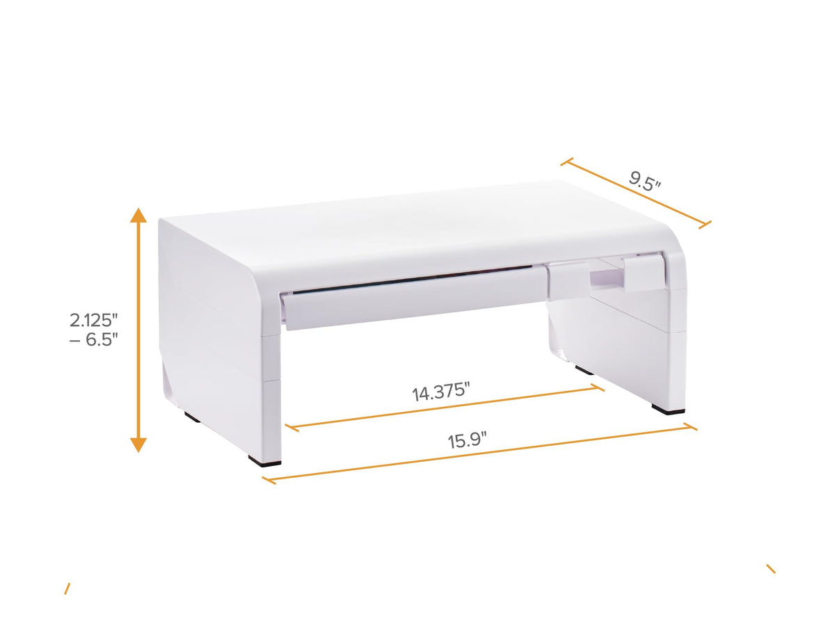 Bostitch Konnect Adjustable Monitor Riser with Drawer & Cell Phone Holder, Laptop Stand for Desk, 4