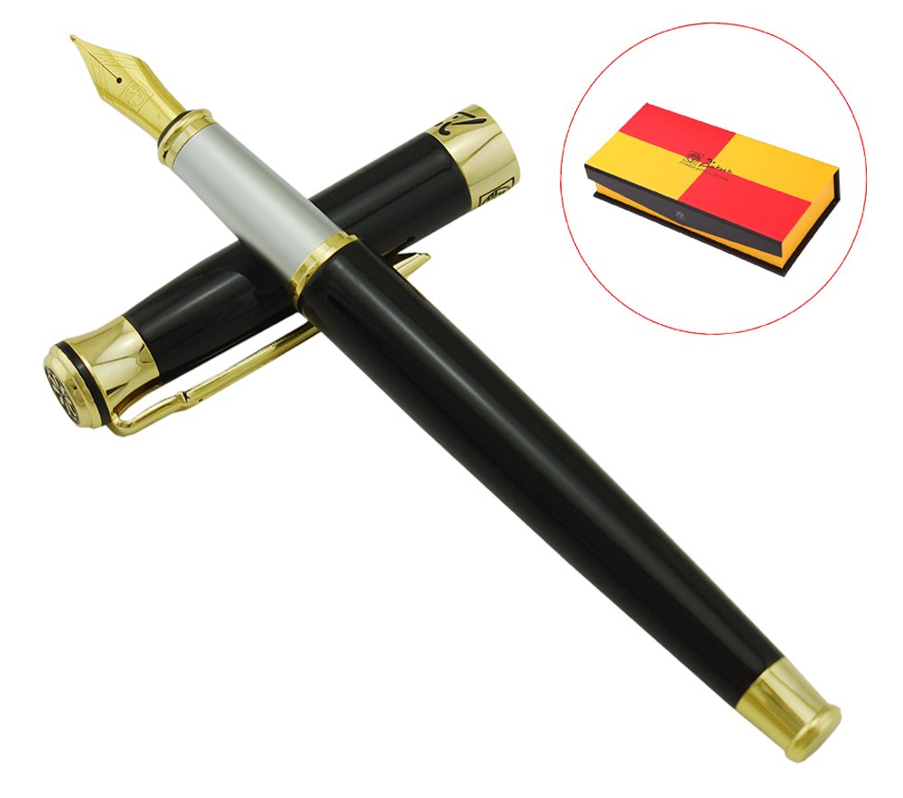 Lanxivi Picasso 903 Fountain Pen Fine Nib Sweden Flower King on Top with Pen Box Set Black Color