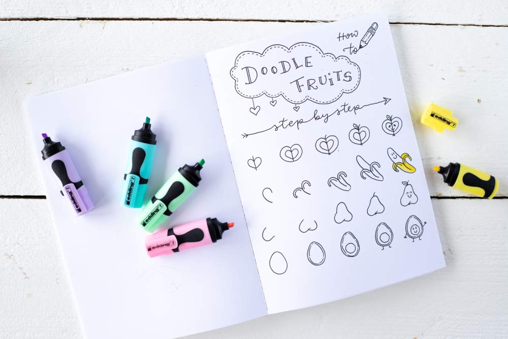 edding 7 mini highlighter set - pastel-kleuren - 4 highlightermarkers - beitelpunt 1-3 mm