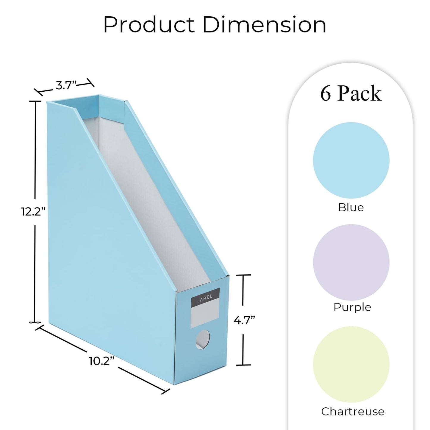 Y YOMA Cardboard File Magazine Holder, Pastel Color, 6 Pack Desktop Binder Holder with Labels