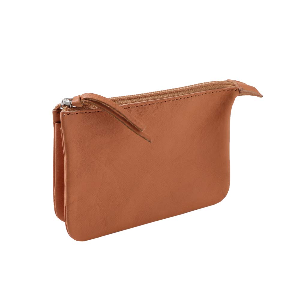 Clairefontaine - Ref 410002C - Cuir' Small Flat Pencil Case With 2 Compartments - 13 x 9cm, Made