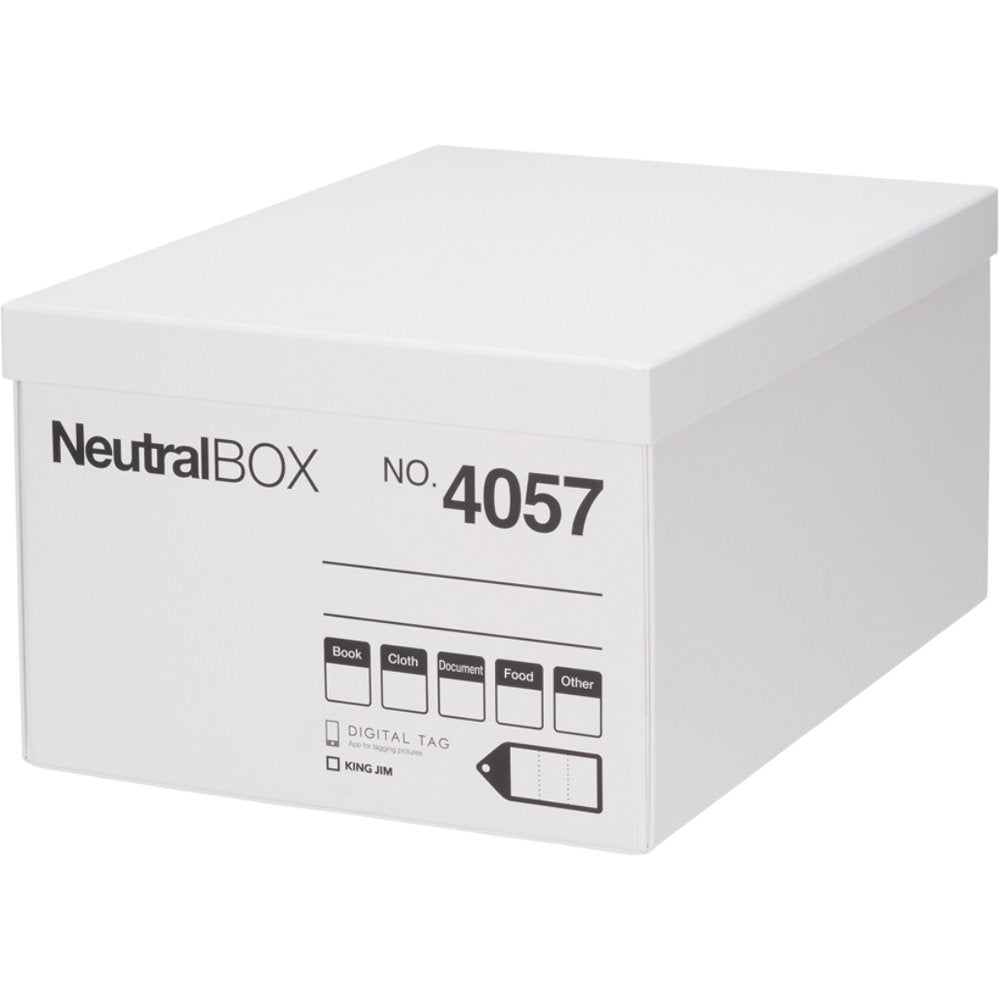 Kingjim Storage Box, Neutral Box, Large, White, 4057 White