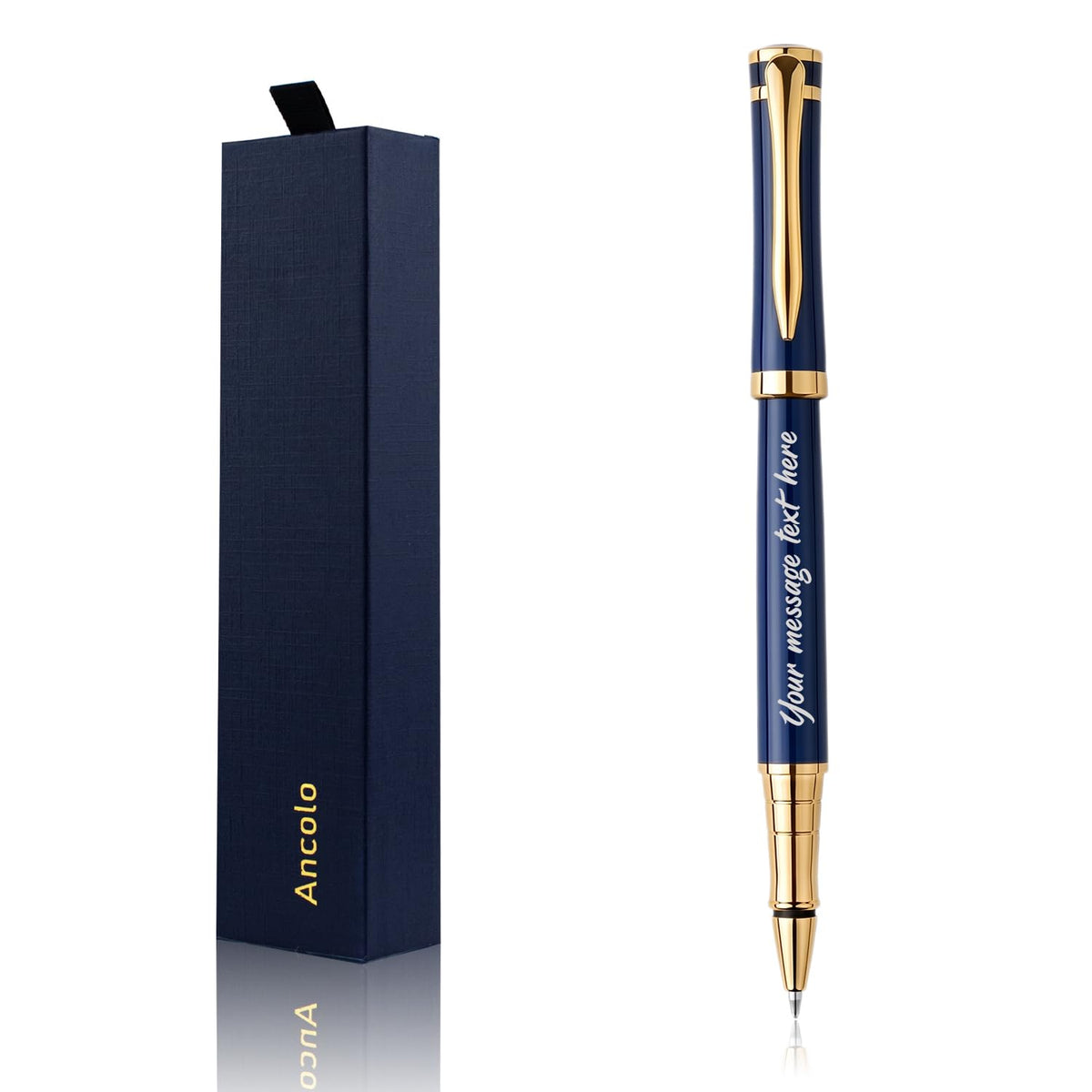 Ancolo Custom Fancy Roller Pen Set. Luxury Roller ball Pen with 2 Black Ink Refills - 0.7 mm. Nice