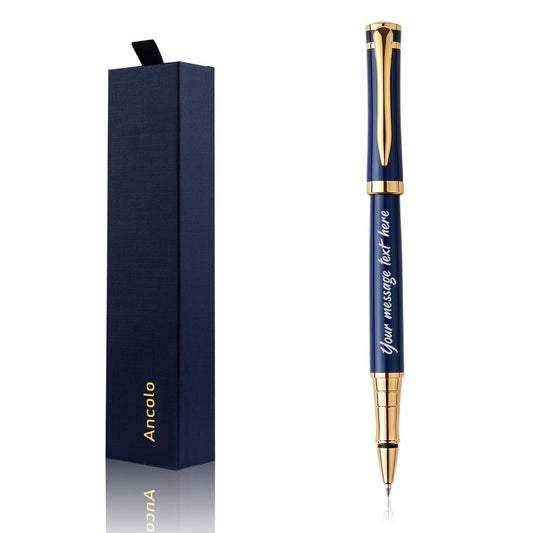 Ancolo Custom Fancy Roller Pen Set. Luxury Roller ball Pen with 2 Black Ink Refills - 0.7 mm. Nice