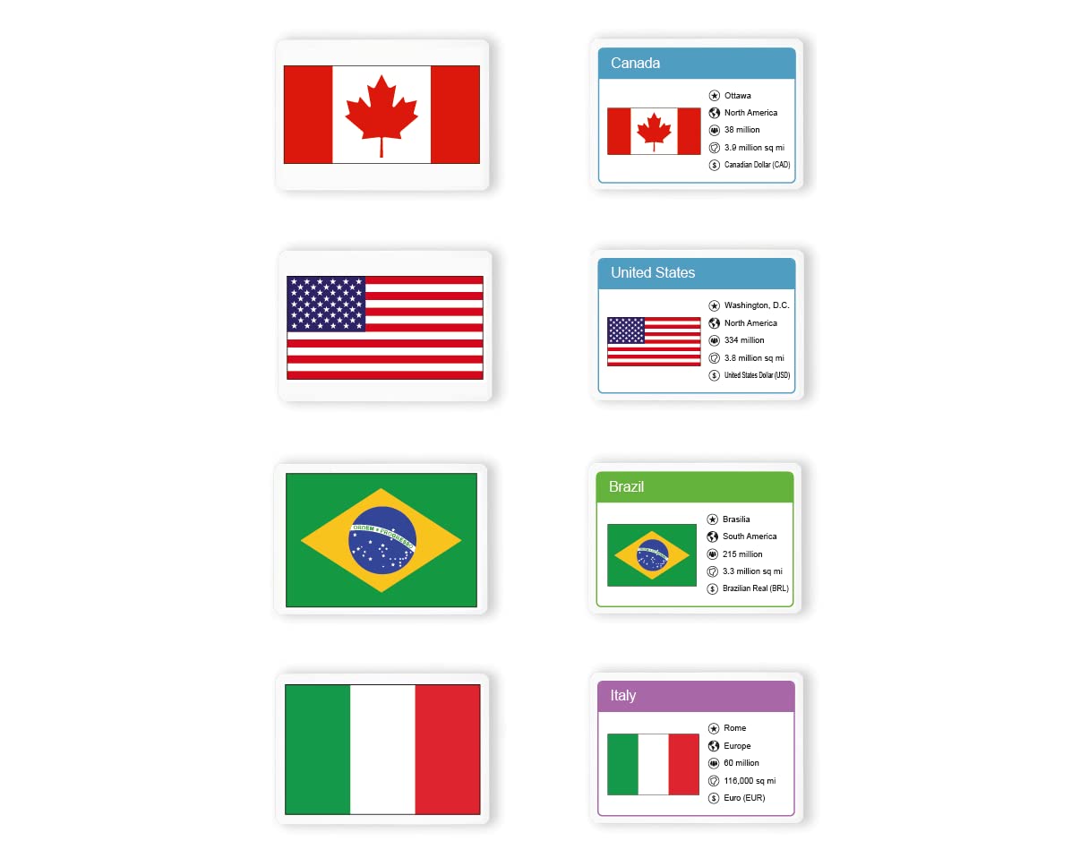 Little Wigwam Flags of The World Flash Cards - Set of 216 Flags + Country Information