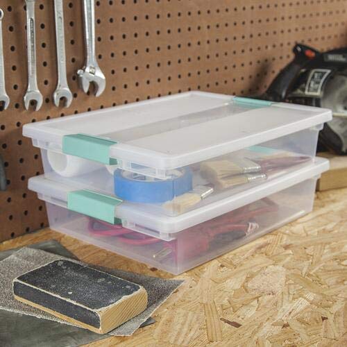 STERILITE 19638606 Large Clip Box, Clear with Blue Aquarium Latches 2 pieces (Large)