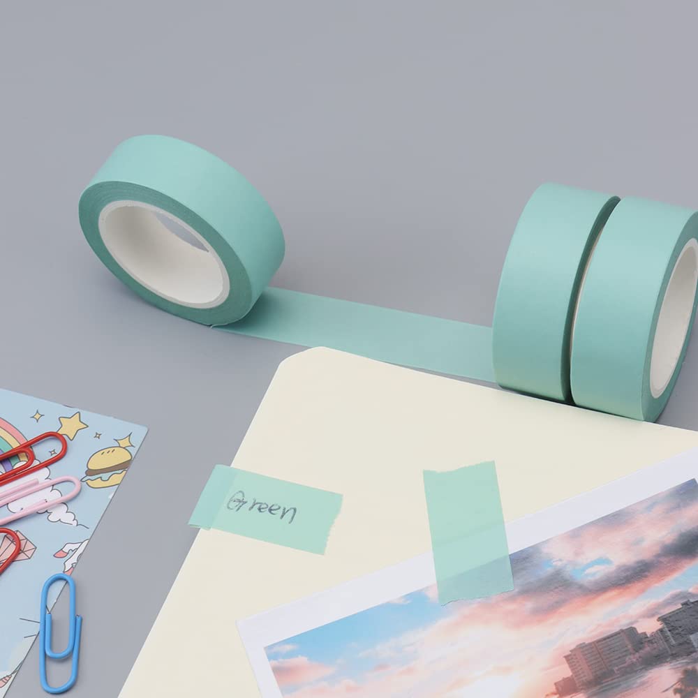 NatSumeBasics 2 Mint Green Washi Tapes Solid Masking Tape