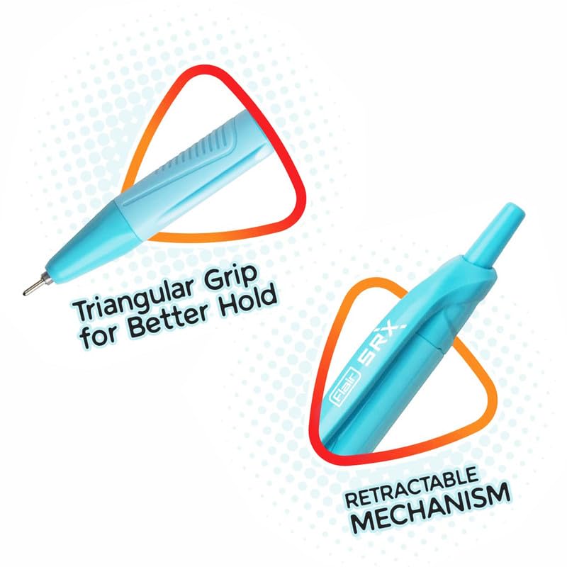 FLAIR Srx 0.7mm Retractable Ball Pen Jar | Triangular Body Design For Better Grip | Light Weight