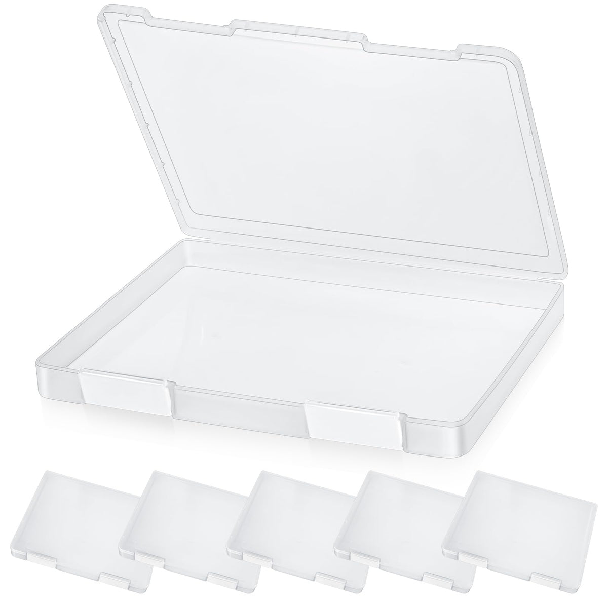 PerKoop 6 Pcs Clear Paper Storage Box,12.4 x 9.84 x 1.18 Inches,White