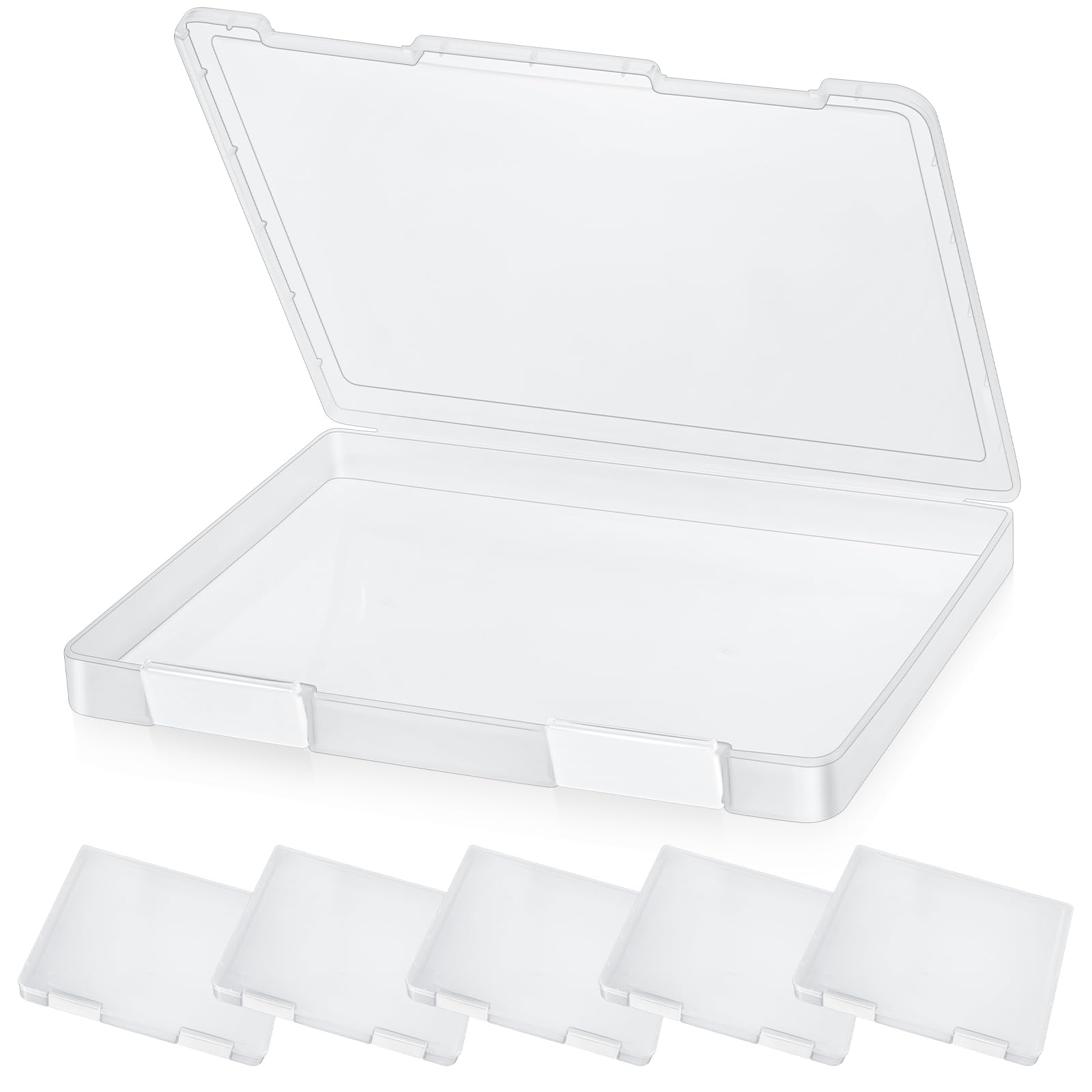 PerKoop 6 Pcs Clear Paper Storage Box,12.4 x 9.84 x 1.18 Inches,White