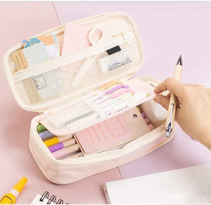 Arnuixty Large Storage Pencil Case Pen Bag with Zipper Big Capacity Pouch Organizer for Office