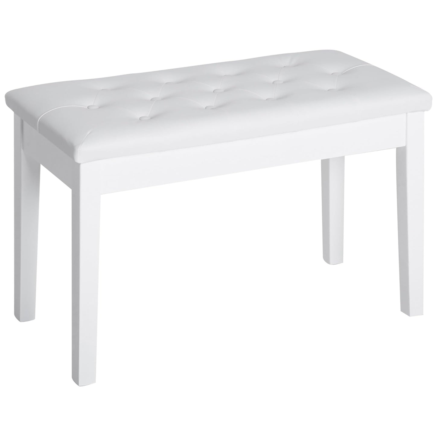 HOMCOM Piano Bench with Faux Leather Padded Cushion, White