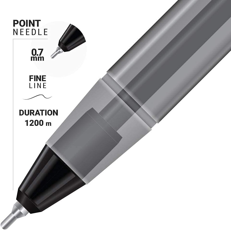 AZOR Pin Point Fine Tip 0.7 mm Ballpoint Pens Black Ink, 12 Pack