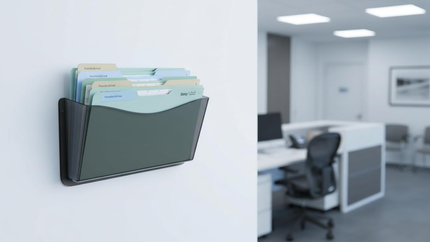 Azar Displays 250025-SMK Clear Plastic Wall Mount File Holder with Hanging Hardware, Smoke Colored